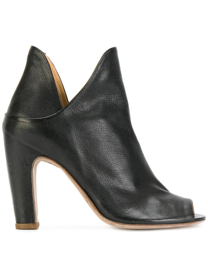 Officine Creative Open Toe Notched Detail Ankle Boots - Black