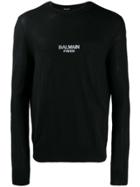 Balmain Intarsia Logo Knit Sweater - Black