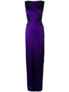 Talbot Runhof Stretch Satin Evening Dress - Pink & Purple