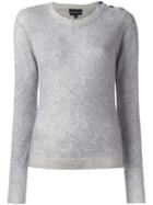 Emporio Armani Side Button Sweater, Women's, Size: 40, Grey, Cashmere