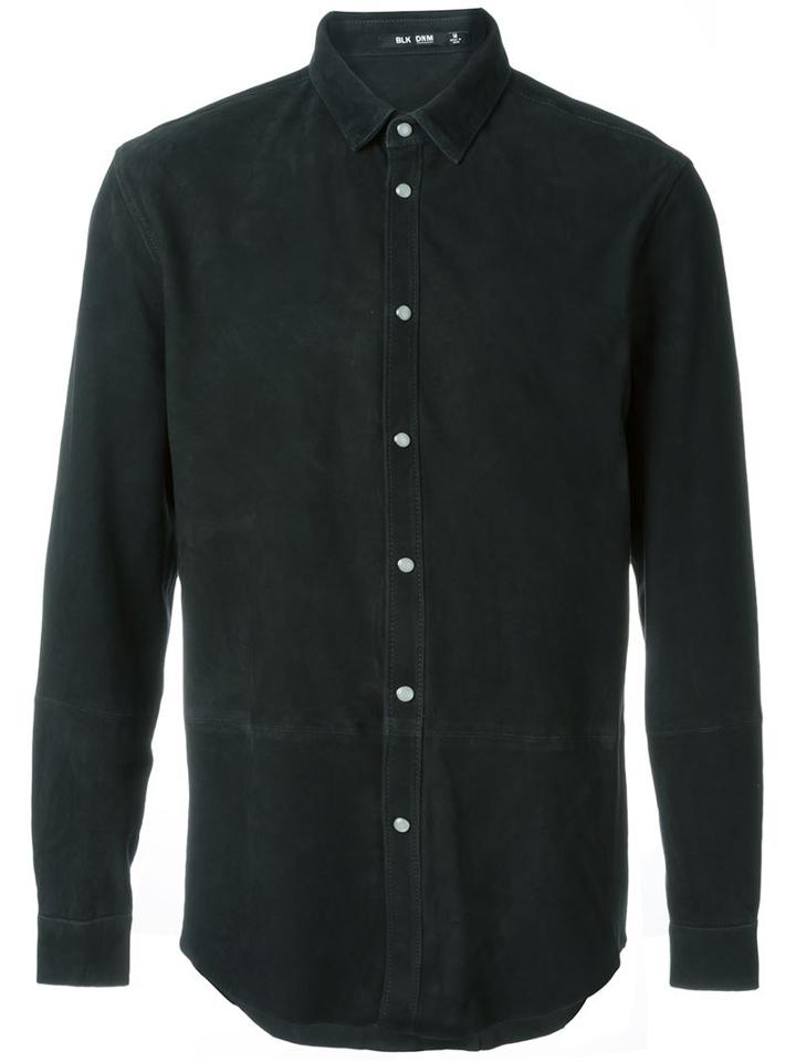 Blk Dnm Suede Shirt, Men's, Size: Large, Black, Leather