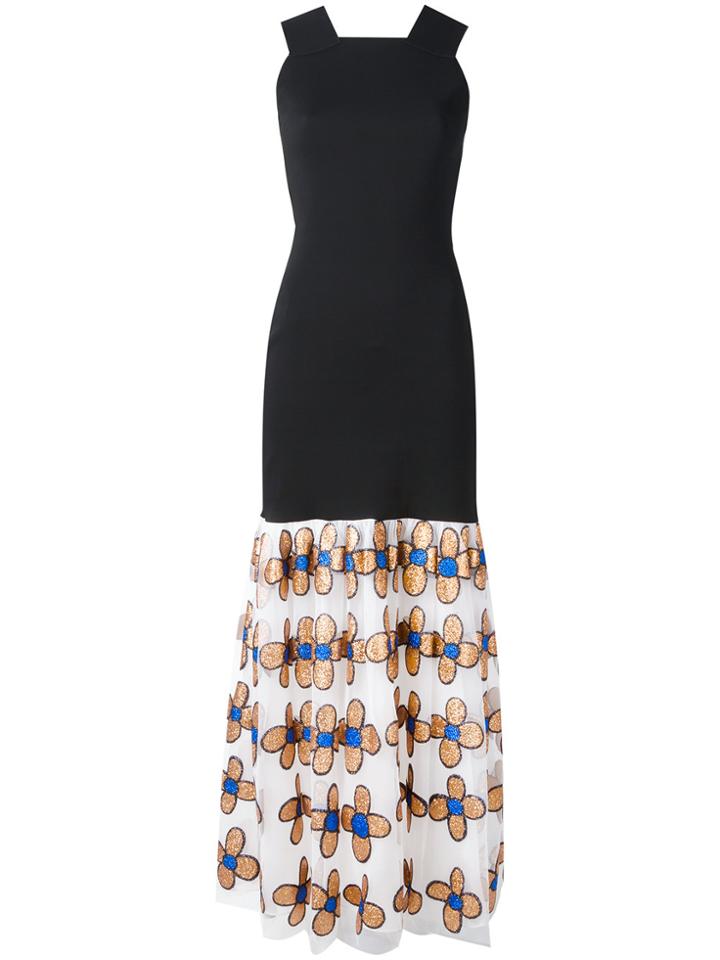 Christopher Kane Bodycon Dress With Flower Skirt - Black