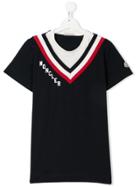 Moncler Kids Teen V-striped Neckline T-shirt - Blue