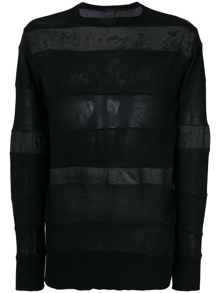 10sei0otto - Striped Semi-sheer Sweatshirt - Men - Cotton/linen/flax/leather/viscose - M, Black, Cotton/linen/flax/leather/viscose