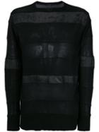 10sei0otto - Striped Semi-sheer Sweatshirt - Men - Cotton/linen/flax/leather/viscose - M, Black, Cotton/linen/flax/leather/viscose