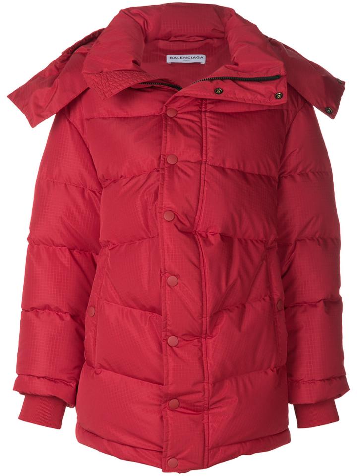 Balenciaga Padded Swing Coat - Red