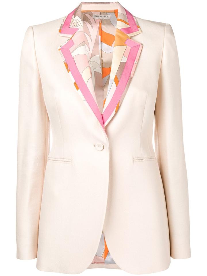 Emilio Pucci Acapulco Print Insert Tailored Jacket - Neutrals