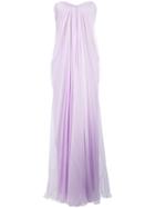 Alexander Mcqueen - Draped Bustier Evening Dress - Women - Silk/polyamide/spandex/elastane - 40, Women's, Pink/purple, Silk/polyamide/spandex/elastane