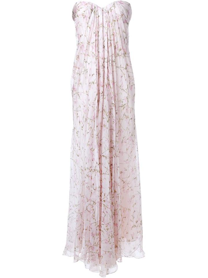 Alexander Mcqueen Floral Draped Bustier Evening Dress