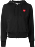 Comme Des Garcons Play Logo Embroidered Zipped Hoodie
