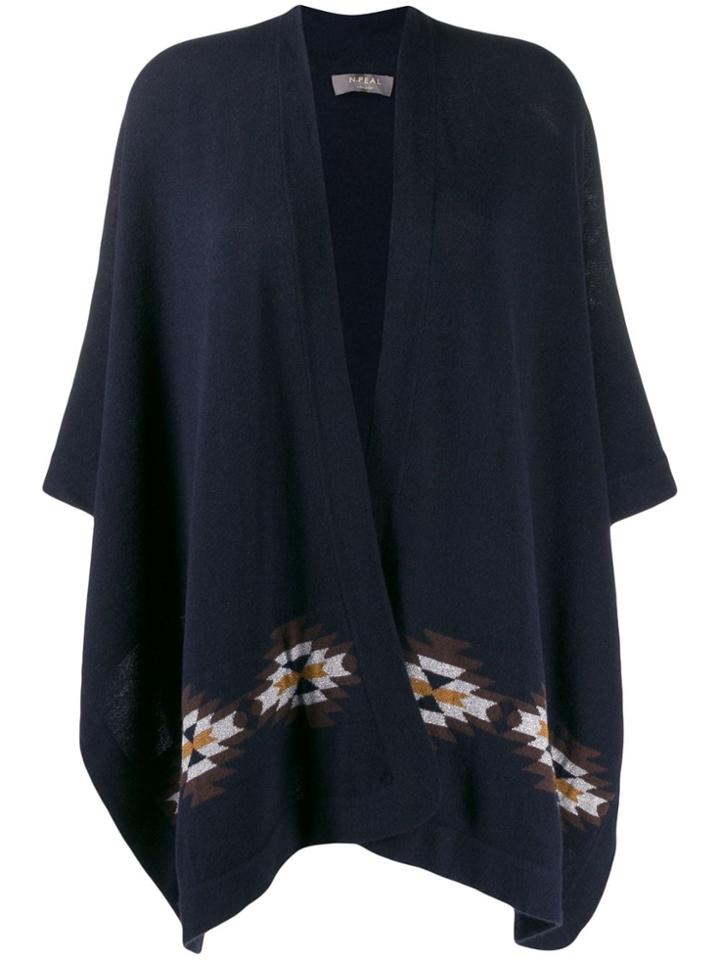N.peal Jacquard Knit Cape Cardigan - Blue