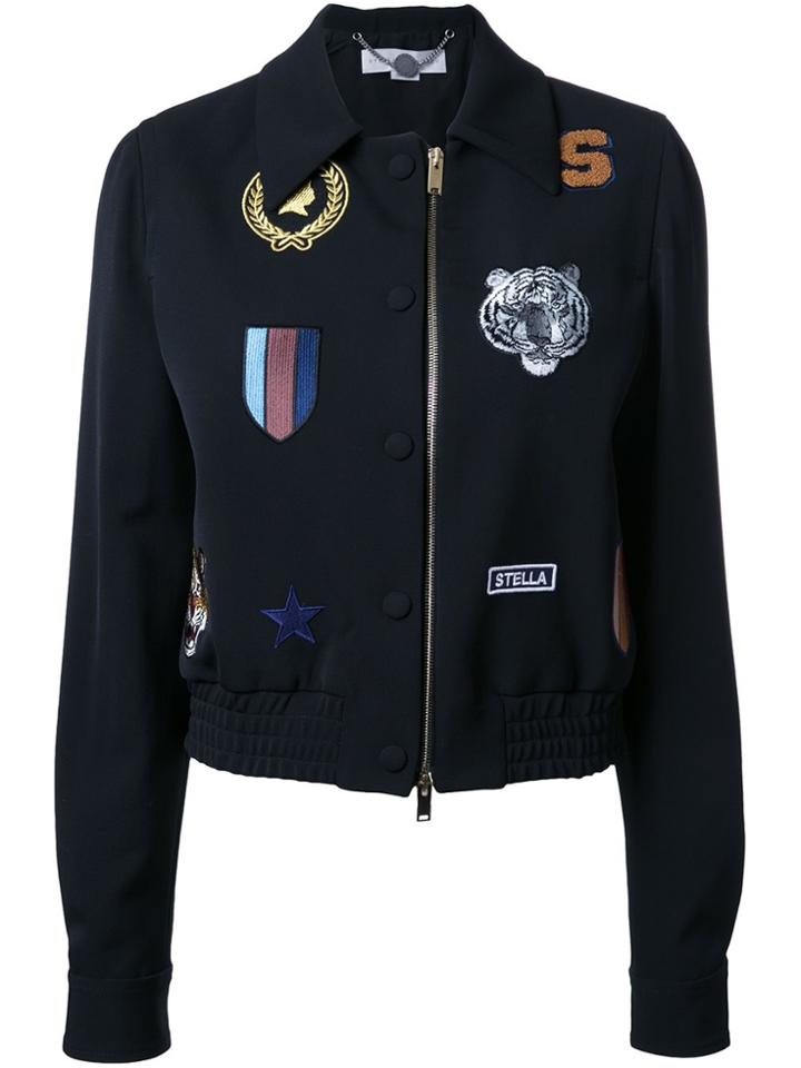 Stella Mccartney Cat Patches Bomber Jacket - Black