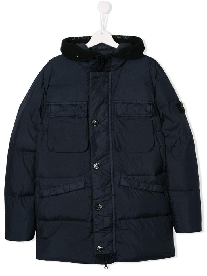 Stone Island Junior Teen Oversized Padded Coat - Blue