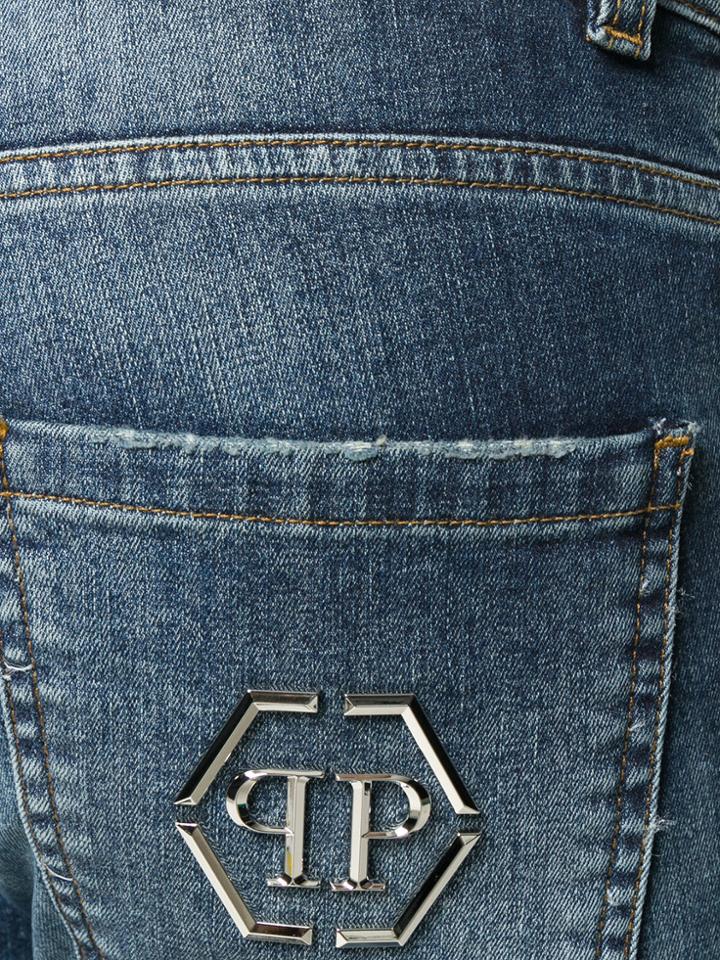 Philipp Plein Faded Skinny Jeans - Blue