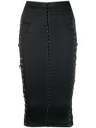 Murmur Lace-up Detail Fitted Skirt - Black