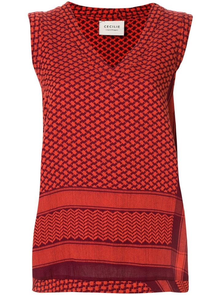 Cecilie Copenhagen Sleeveless V-neck Top - Orange