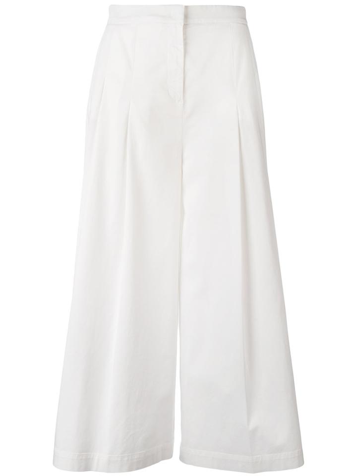 Fabiana Filippi - Cropped Flared Pants - Women - Cotton/spandex/elastane - 42, White, Cotton/spandex/elastane