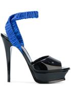 Saint Laurent Platform Peep Toe Sandals - Black