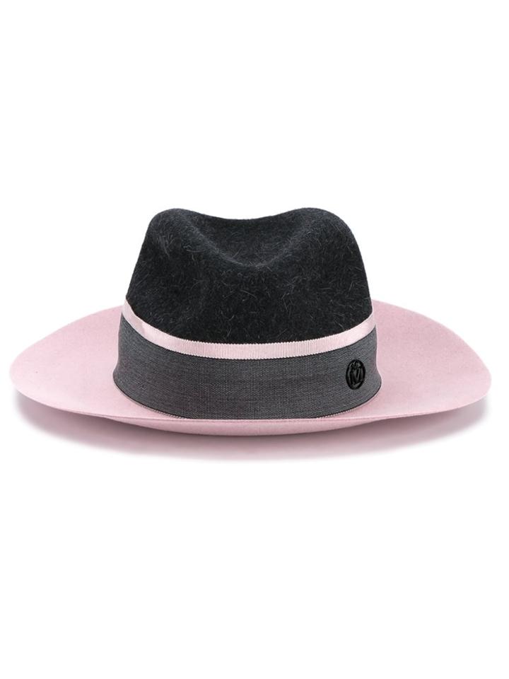 Maison Michel Charcoal Pink Two Tone Henrietta Fedora Hat - Grey