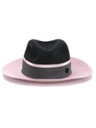 Maison Michel Charcoal Pink Two Tone Henrietta Fedora Hat - Grey