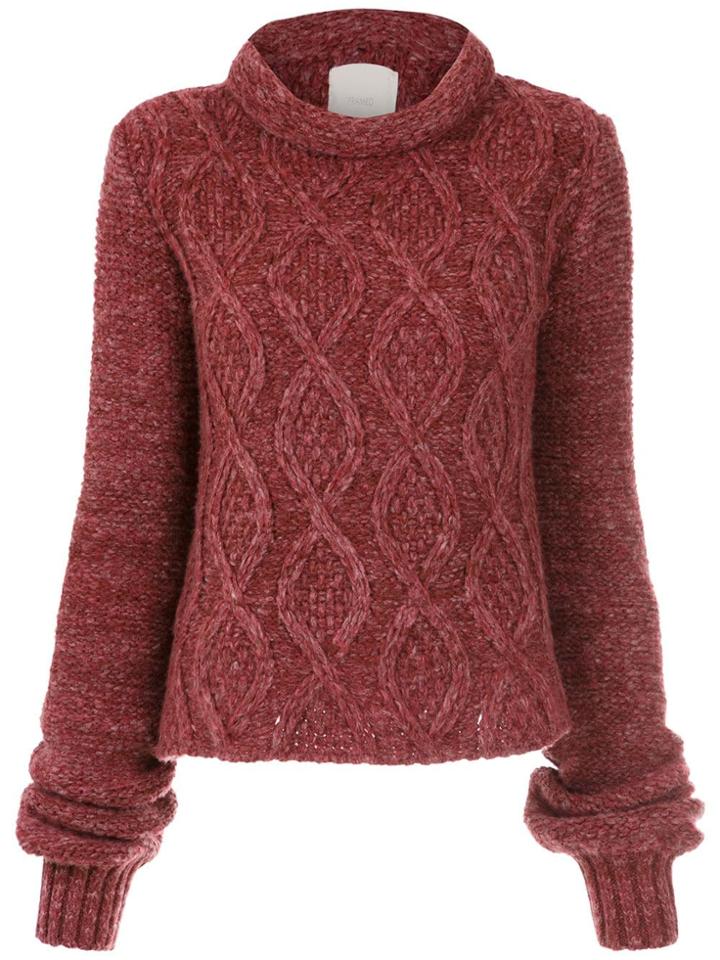 Framed Fluffy Knitted Top - Red