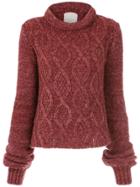 Framed Fluffy Knitted Top - Red
