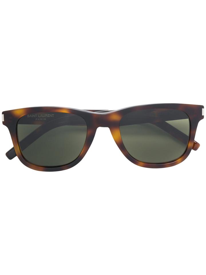 Saint Laurent Eyewear Rectangle Frame Tortoiseshell Sunglasses - Brown