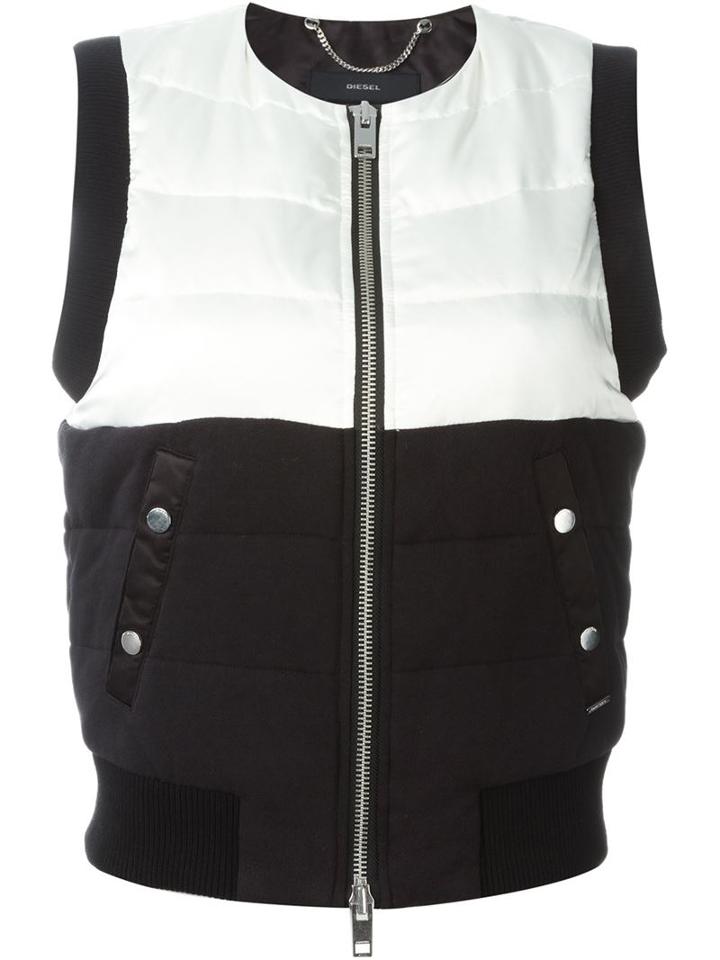 Diesel Colour Block Padded Gilet, Women's, Size: Large, Black, Cotton/polyester/nylon/feather Down