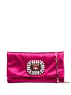 Jimmy Choo Pink Titania Satin Crystal Buckle Clutch Bag