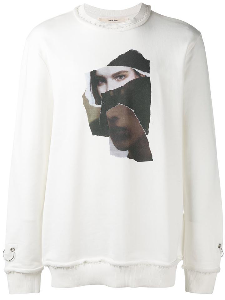 Damir Doma Face Print Sweatshirt, Men's, Size: Xs, White, Cotton