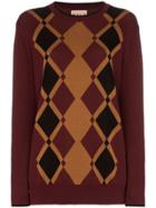 Plan C Argyle Knitted Jumper - Brown