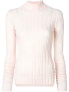 Theory Ribbed Turtleneck Sweater - Pink & Purple