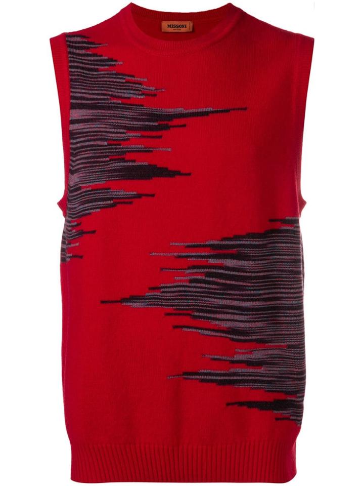 Missoni Patterned Knit Sweater Vest - Red