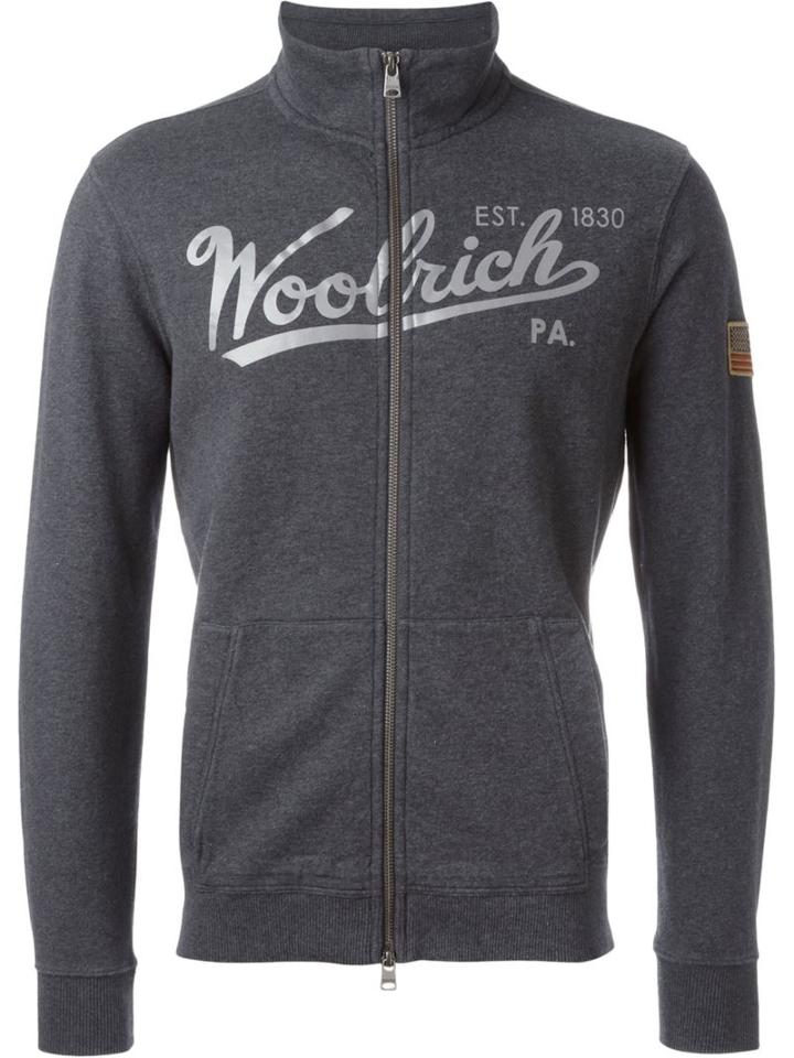 Woolrich Printed Logo Track Top, Men's, Size: Small, Grey, Cotton