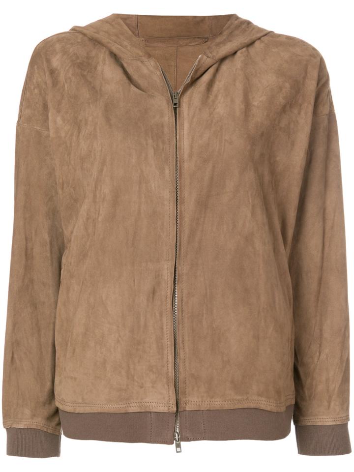 Salvatore Santoro Suede Hoodie - Brown