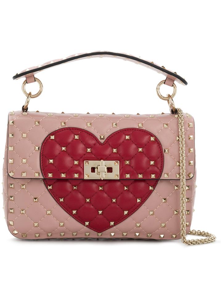 Valentino Rockstud Heart Shoulder Bag - Pink & Purple