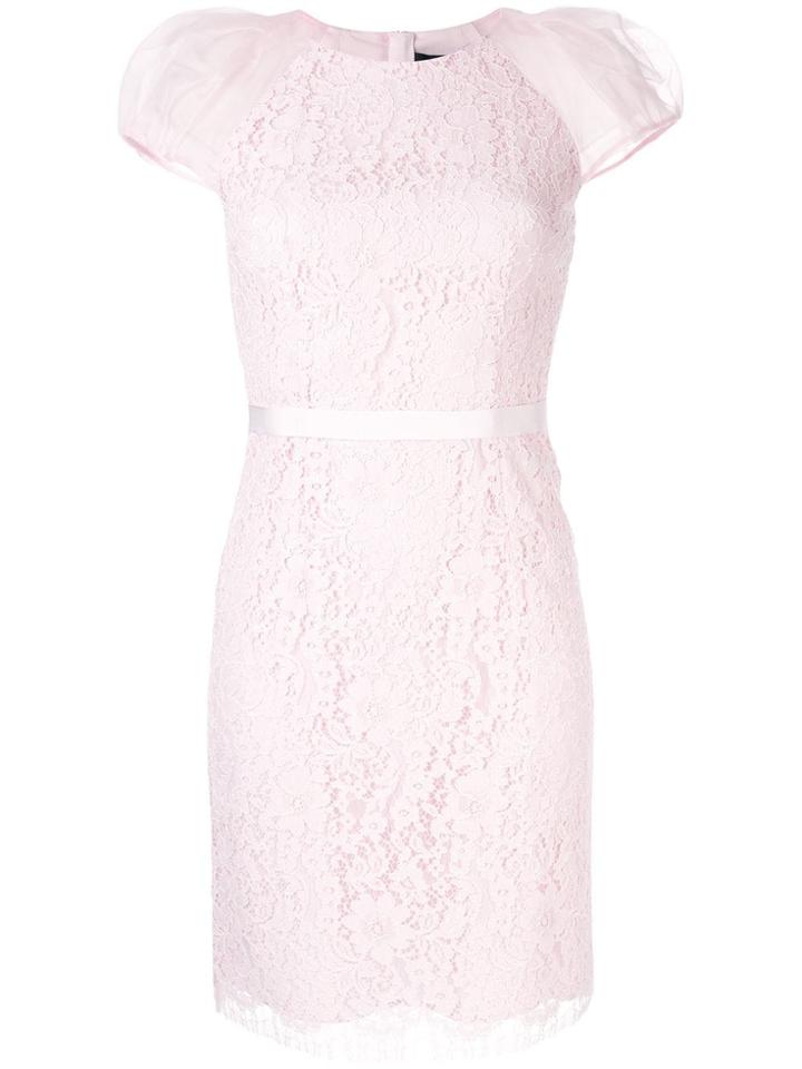 Paule Ka Lace-embroidered Fitted Dress - Pink