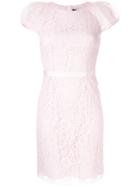Paule Ka Lace-embroidered Fitted Dress - Pink