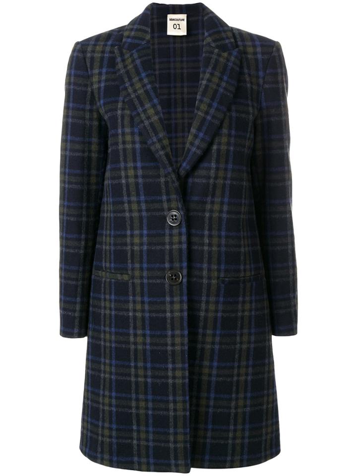 Erika Cavallini Checked Coat - Blue