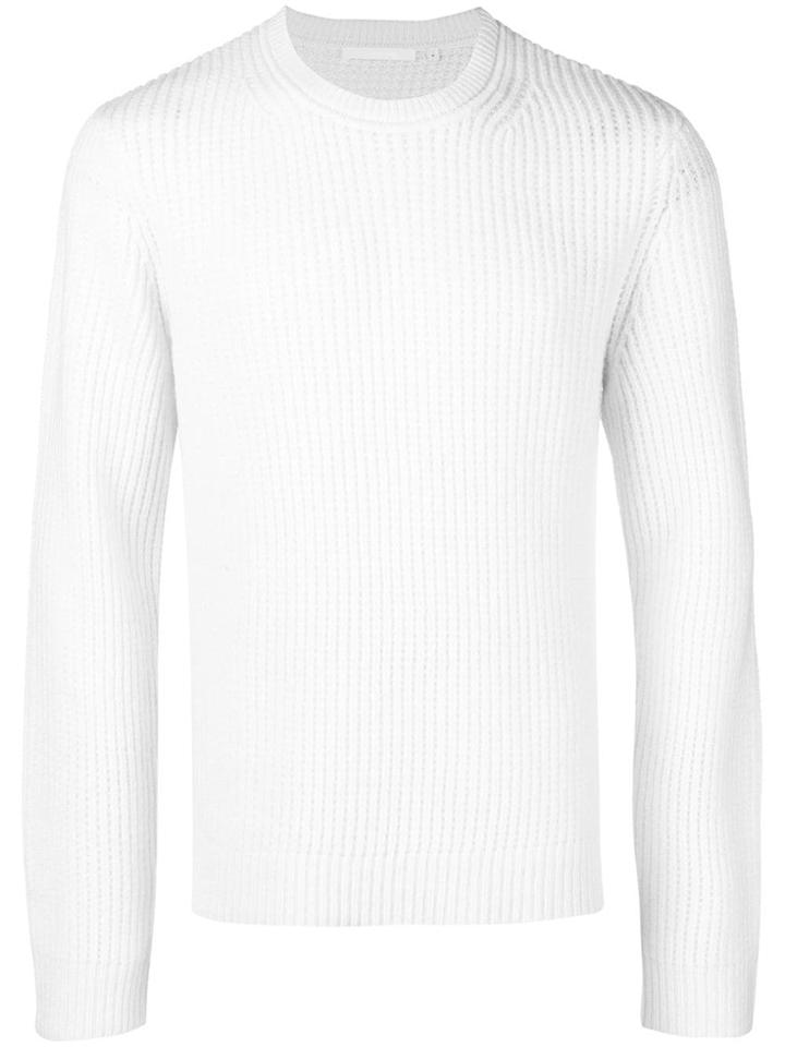 Helmut Lang Ribbed Round Neck Jumper - White