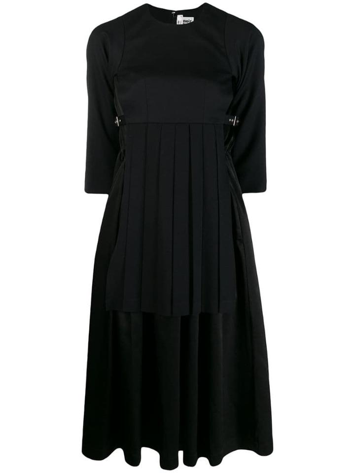 Comme Des Garçons Noir Kei Ninomiya Pleated Panel Midi Dress - Black