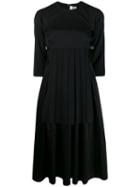 Comme Des Garçons Noir Kei Ninomiya Pleated Panel Midi Dress - Black