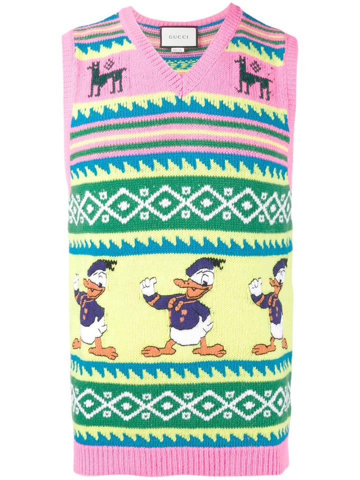 Gucci - Intarsia Donald Duck Tank Top - Men - Wool - L, Pink/purple, Wool