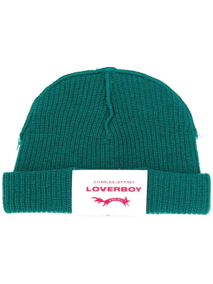 Charles Jeffrey Loverboy Beanie Hat With Logo Patch - Green