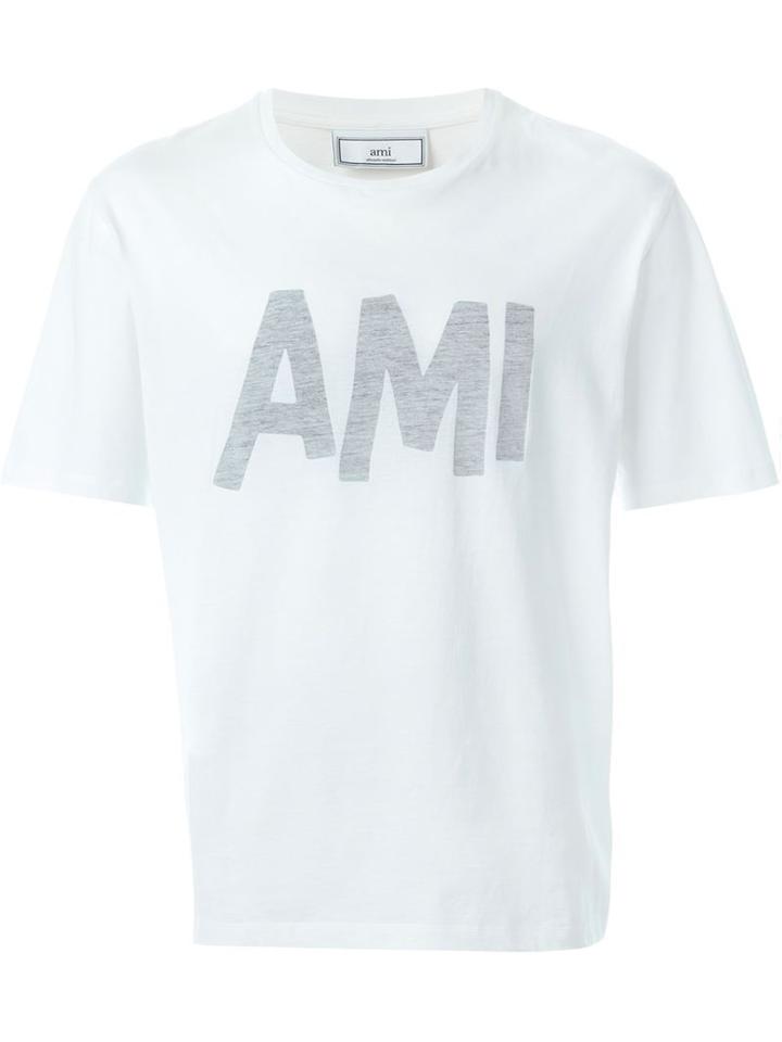 Ami Alexandre Mattiussi Logo Print T-shirt, Men's, Size: Xl, White, Cotton