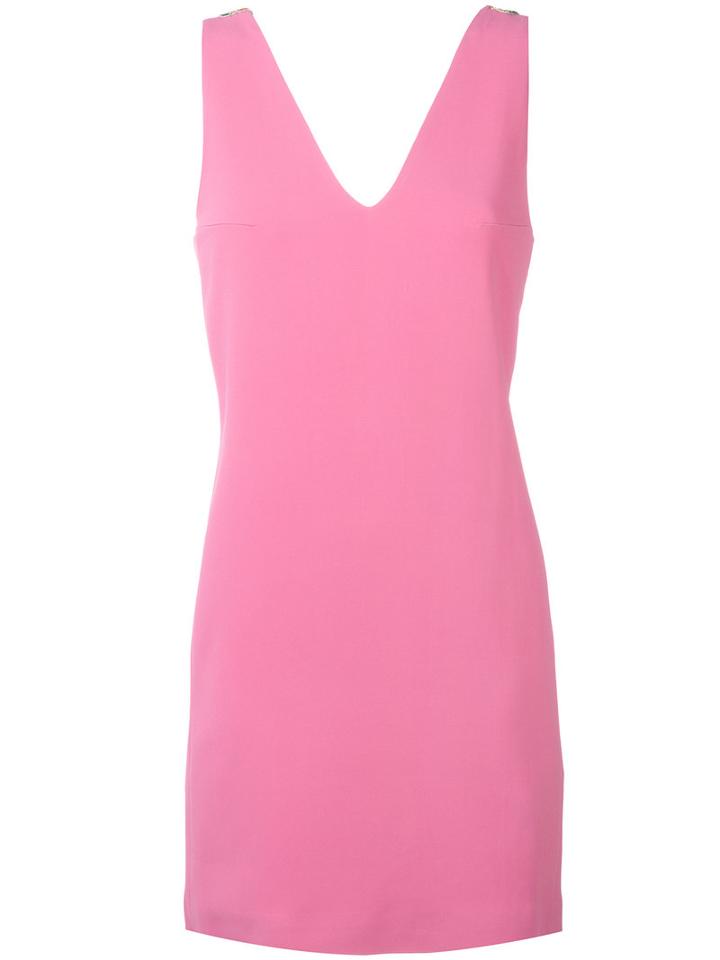Dondup - V-neck Shift Dress - Women - Elastodiene/spandex/elastane/acetate/viscose - 44, Women's, Pink/purple, Elastodiene/spandex/elastane/acetate/viscose