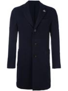 Lardini Flower Applique Coat, Men's, Size: 52, Blue, Cotton/polyester/wool