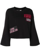 Love Moschino Cropped Patch Sweatshirt - Black