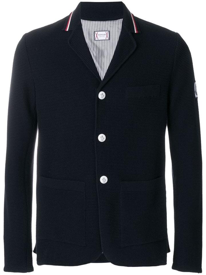 Moncler Striped Collar Cardigan - Blue