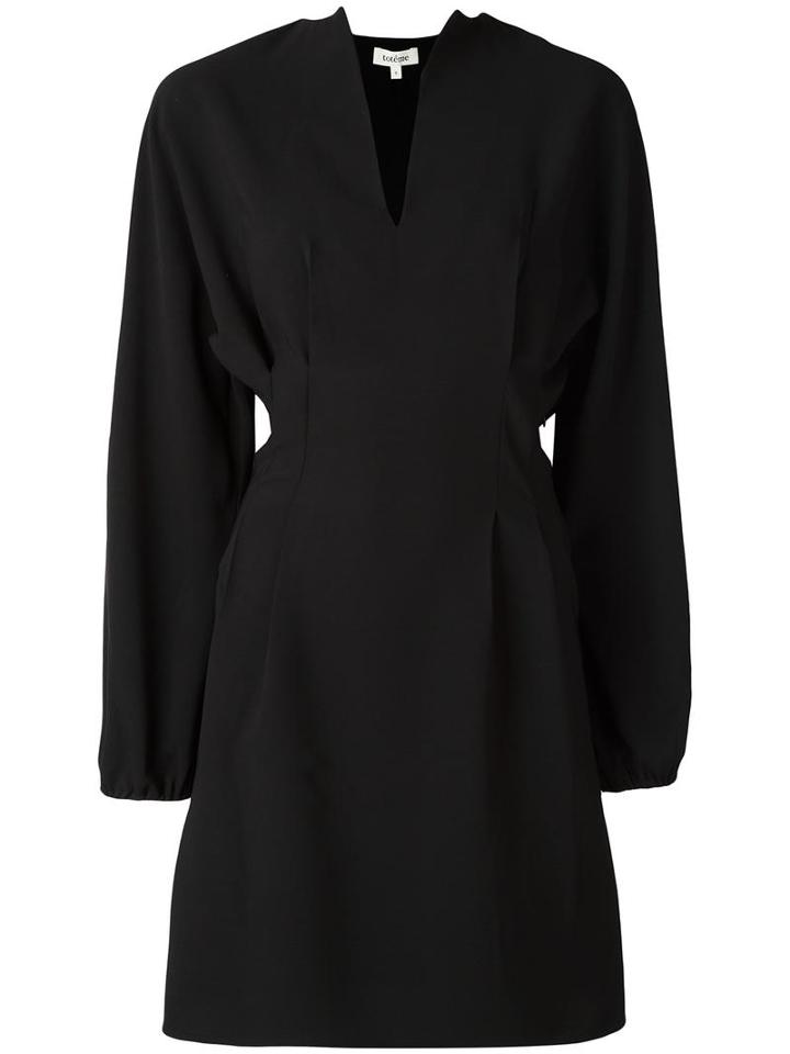 Toteme V-neck Fitted Dress, Women's, Size: Small, Black, Polyester